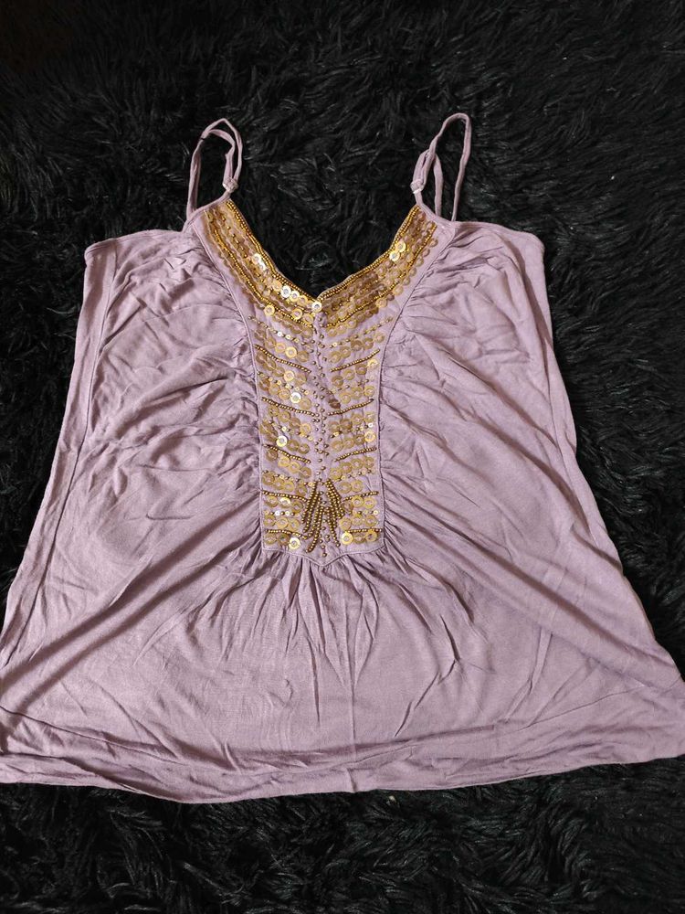 Purple Studded Boho Cami Top