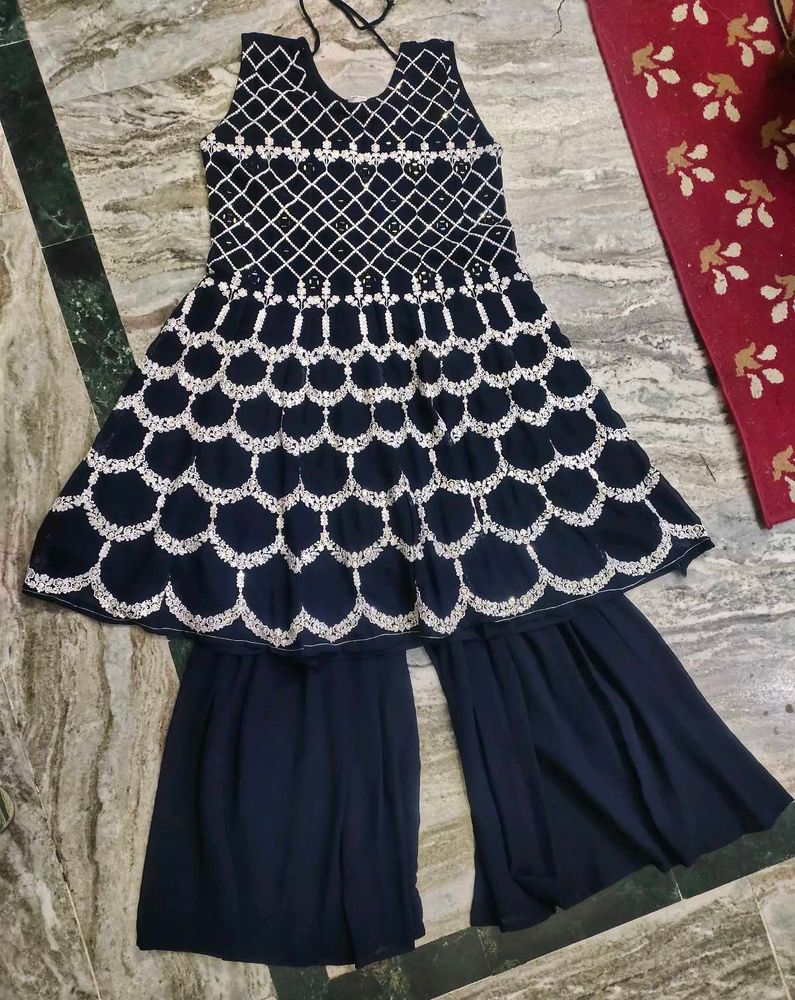Navy Blue Sarara With Dupatta