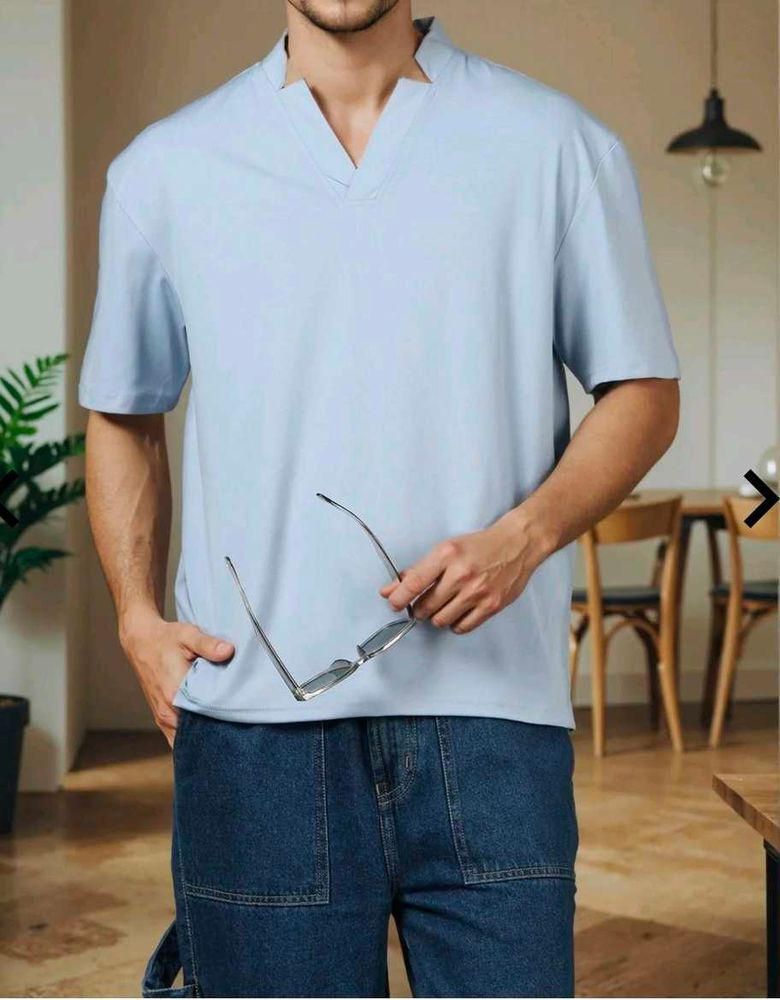 Men's Light Blue V-Neck T-Shirt