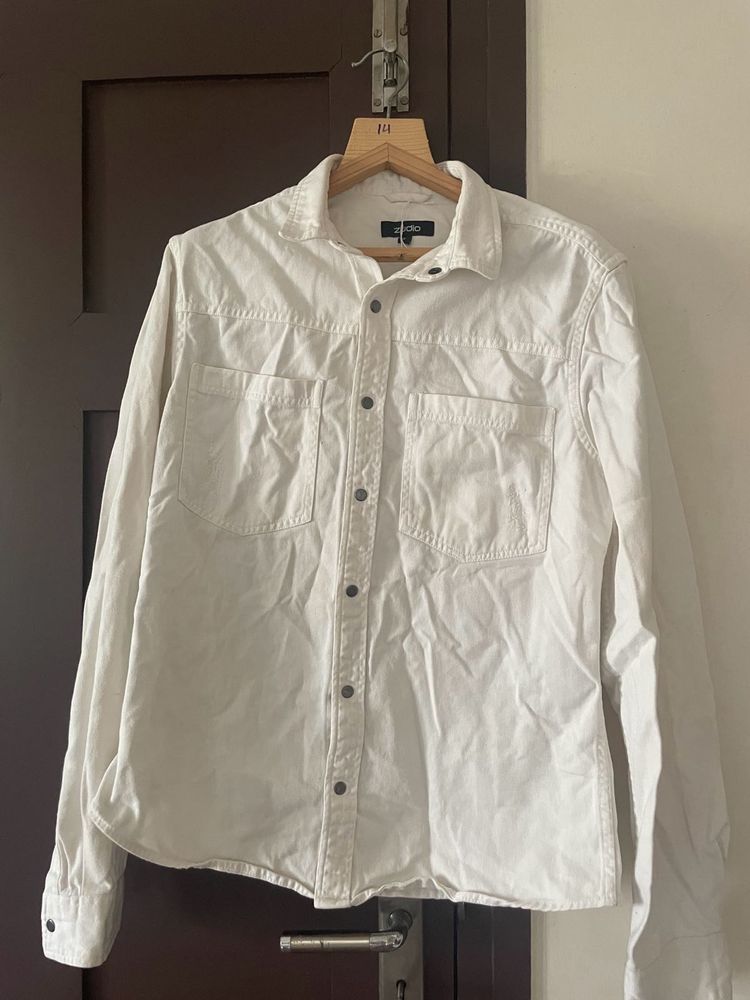 White Casual denim Shirt