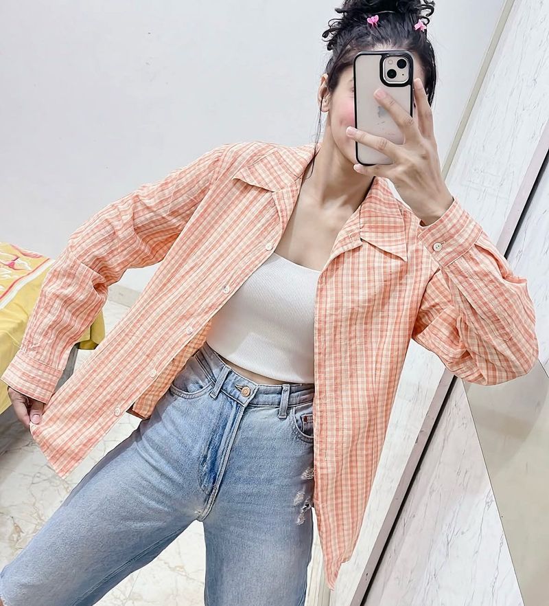 Orange Check Shirt 🧡