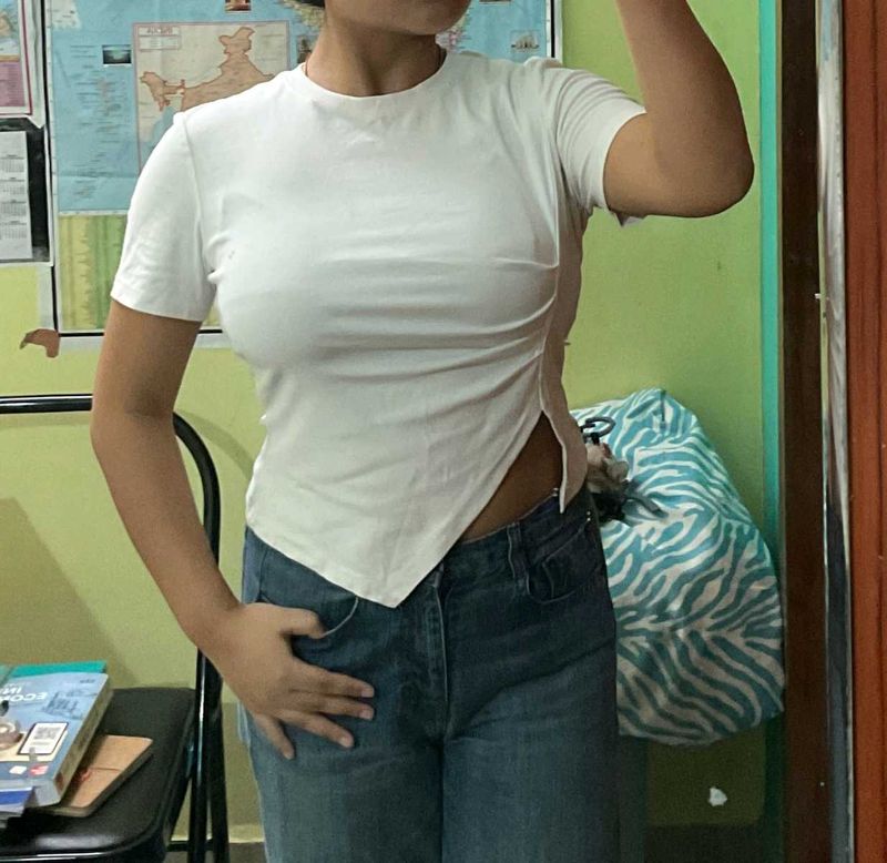 White Asymmetric Tee