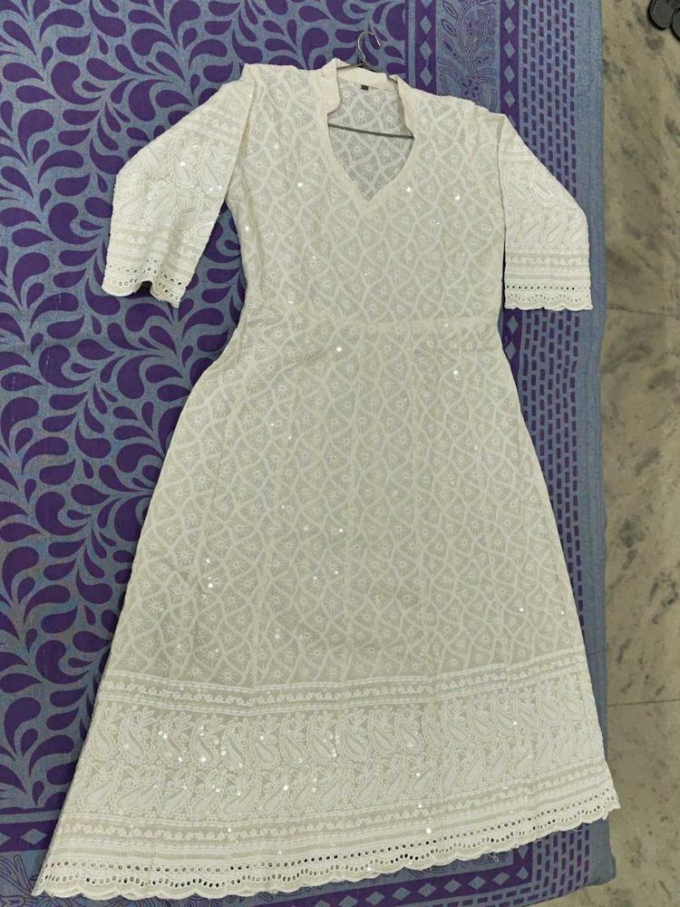 Off White Chickenkari Kurta