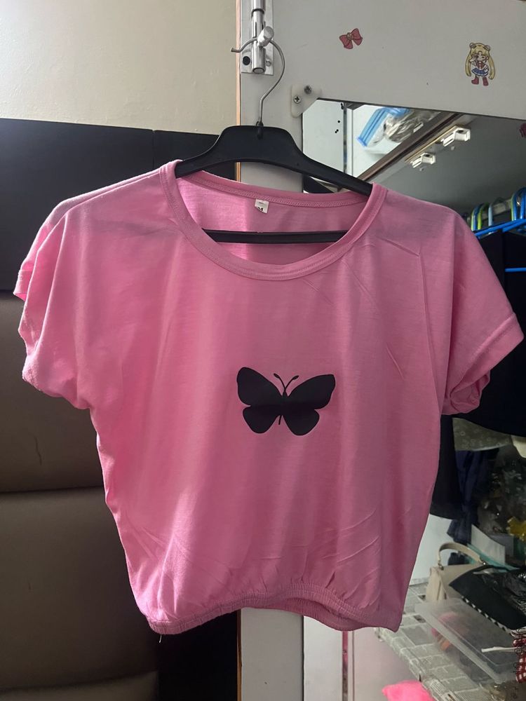 Cute Pink Butterfly Tee