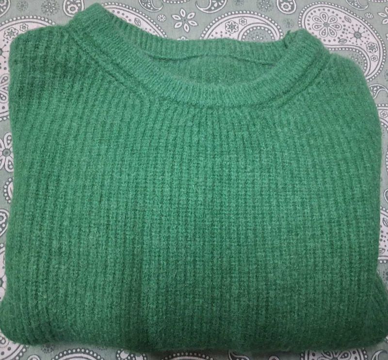 Green Knit Pullover Sweater