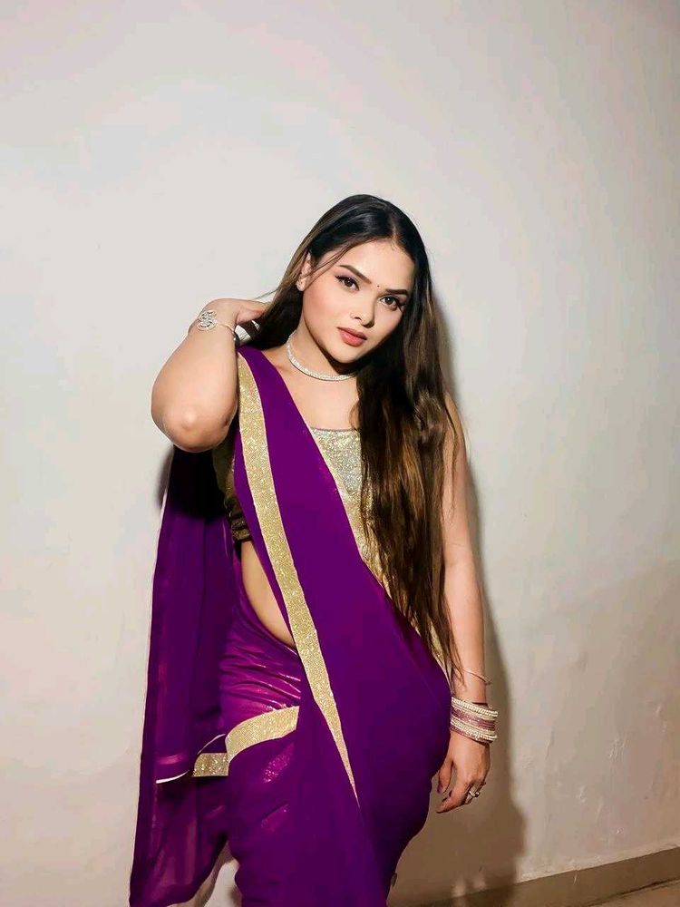 Purple &amp; Gold Saree Blouse Combo