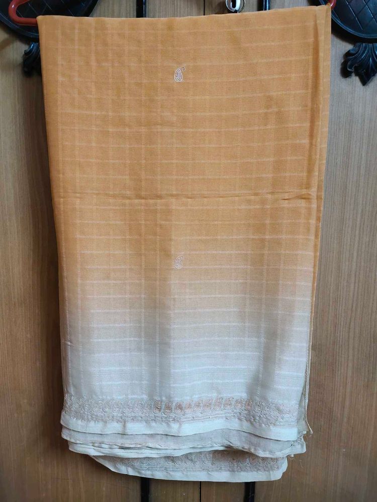 Embroided Peach Saree