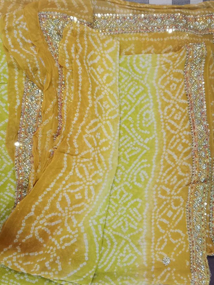 Yellow Bandhani Saree