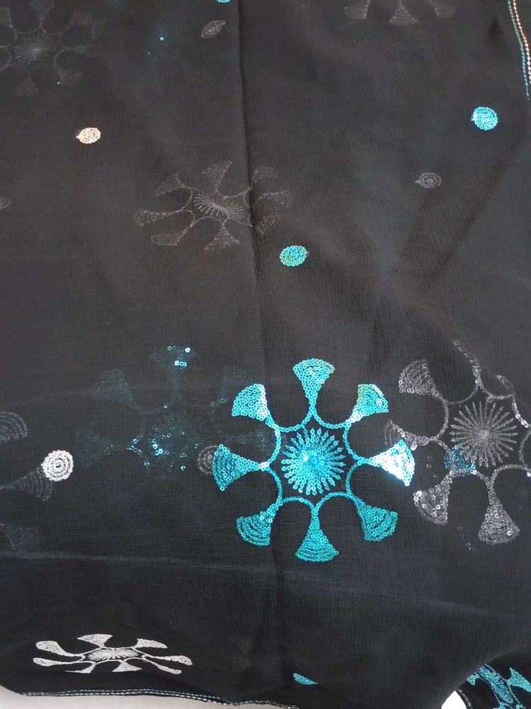 Black  colour sequins saree