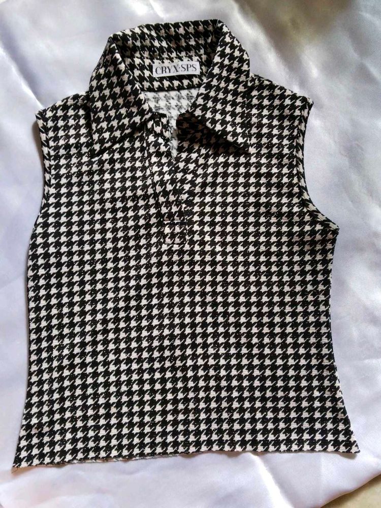 Houndstooth Sleeveless Top