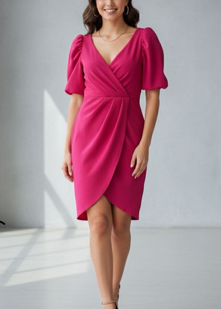 Chic Pink Wrap Dress