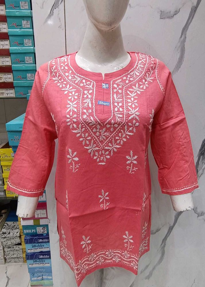 Lakhnavi Hand Embroidery Short Kurti