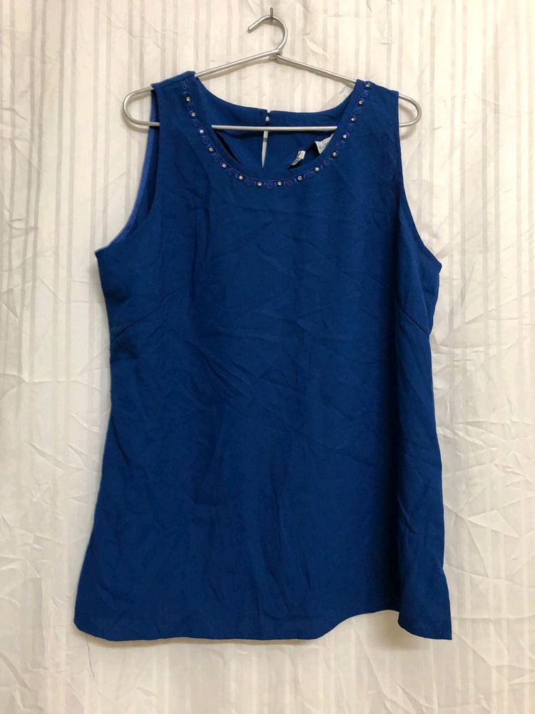 Blue Sleevless Top