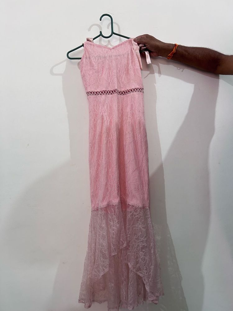 Pink Lace Maxi Dress