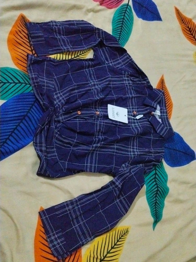 Navy Blue Dotted Line Top