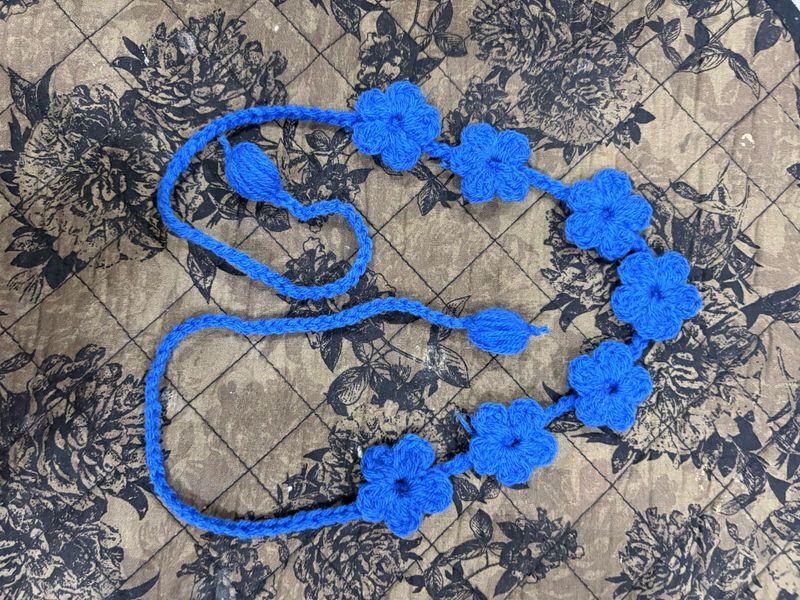 Blue Floral Crochet Headband