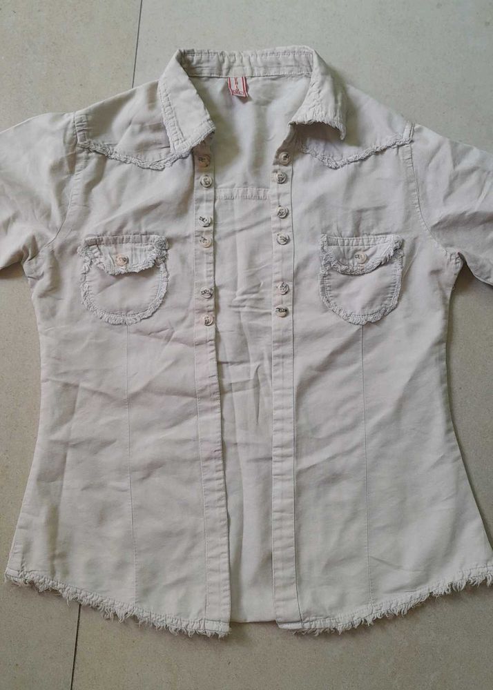 Light-colored, button-down shirt For Women