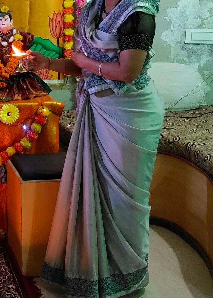 Designer Grey Coloured Saree