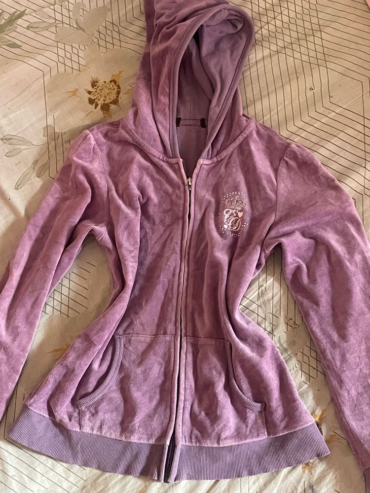 y2k Velour Zip-Up Hoodie