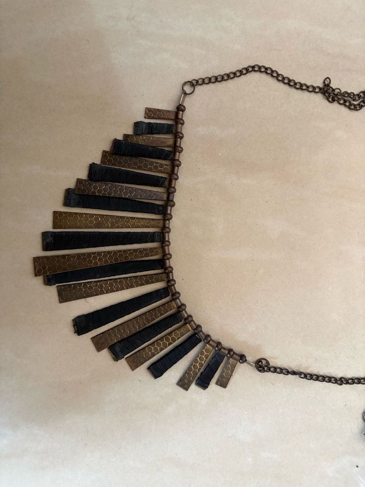 Unique Bronze &amp; Black Statement Necklace