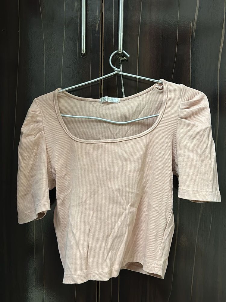 Cute Pink Puff Sleeve Top