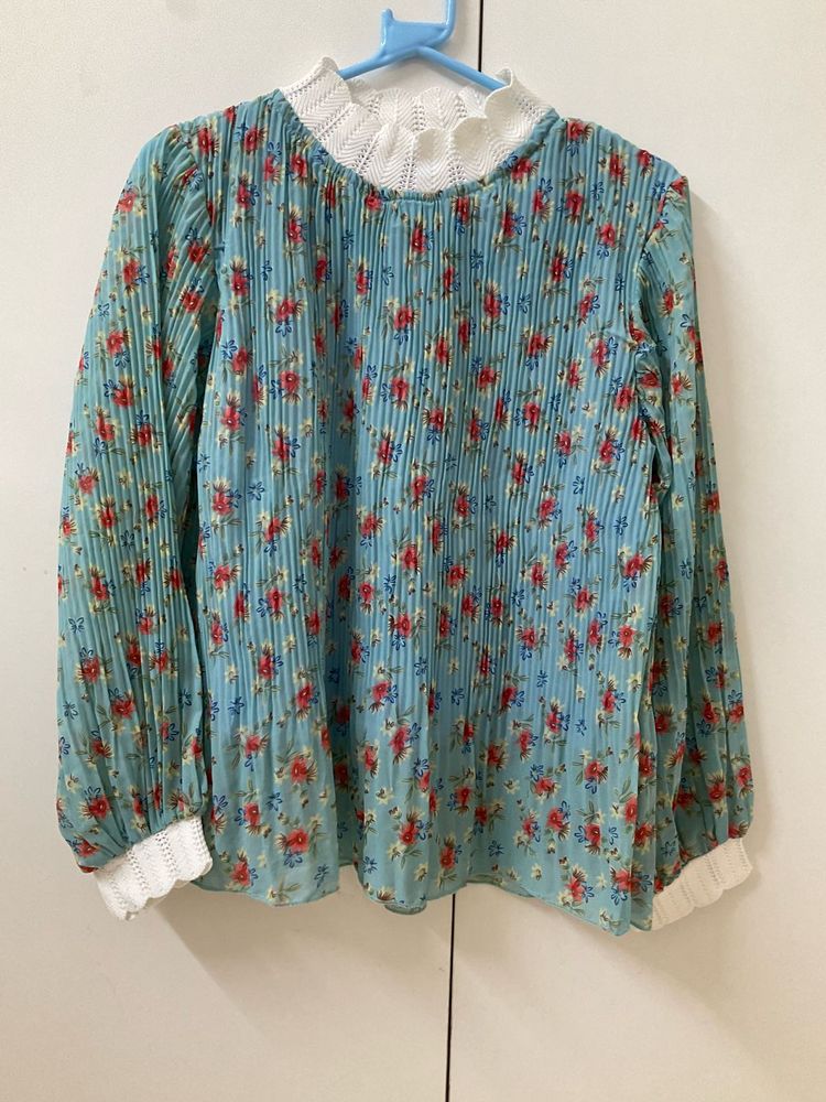 Floral Pleated Blouse