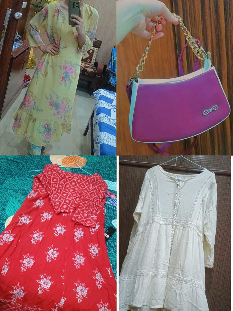 COMBO OFFER Floral Dress And sling Bag 🌸