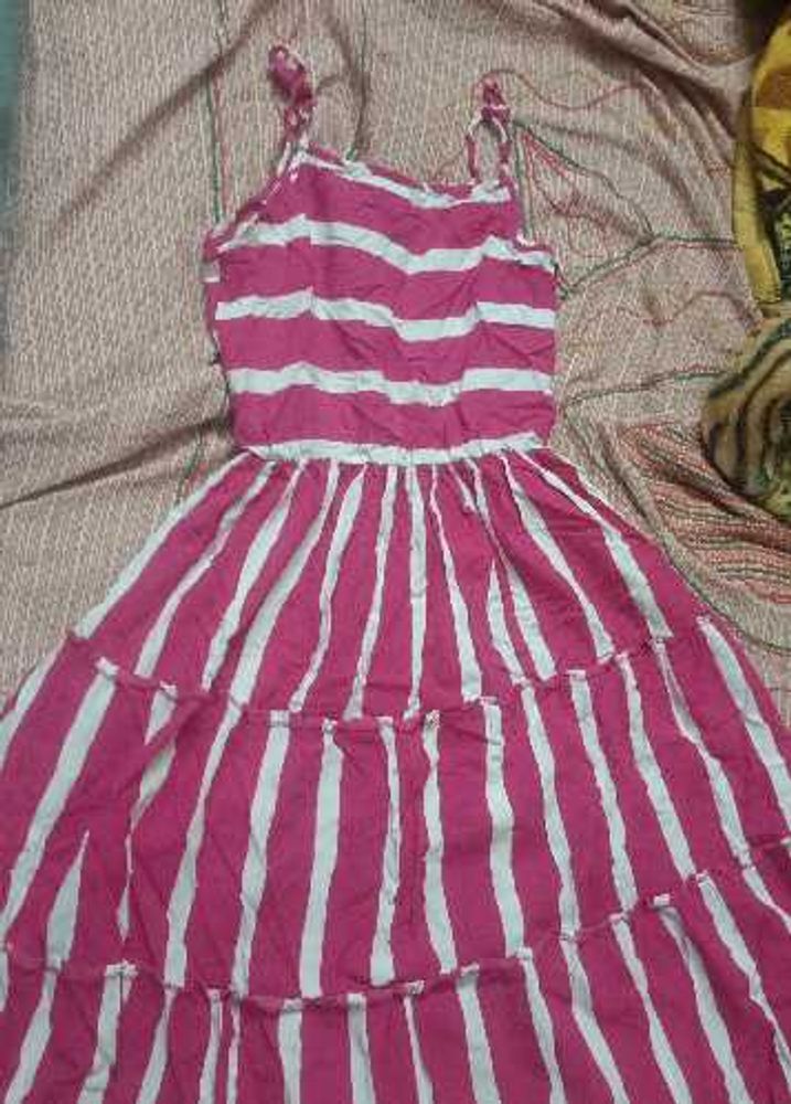 Pink &amp; White Striped Sundress