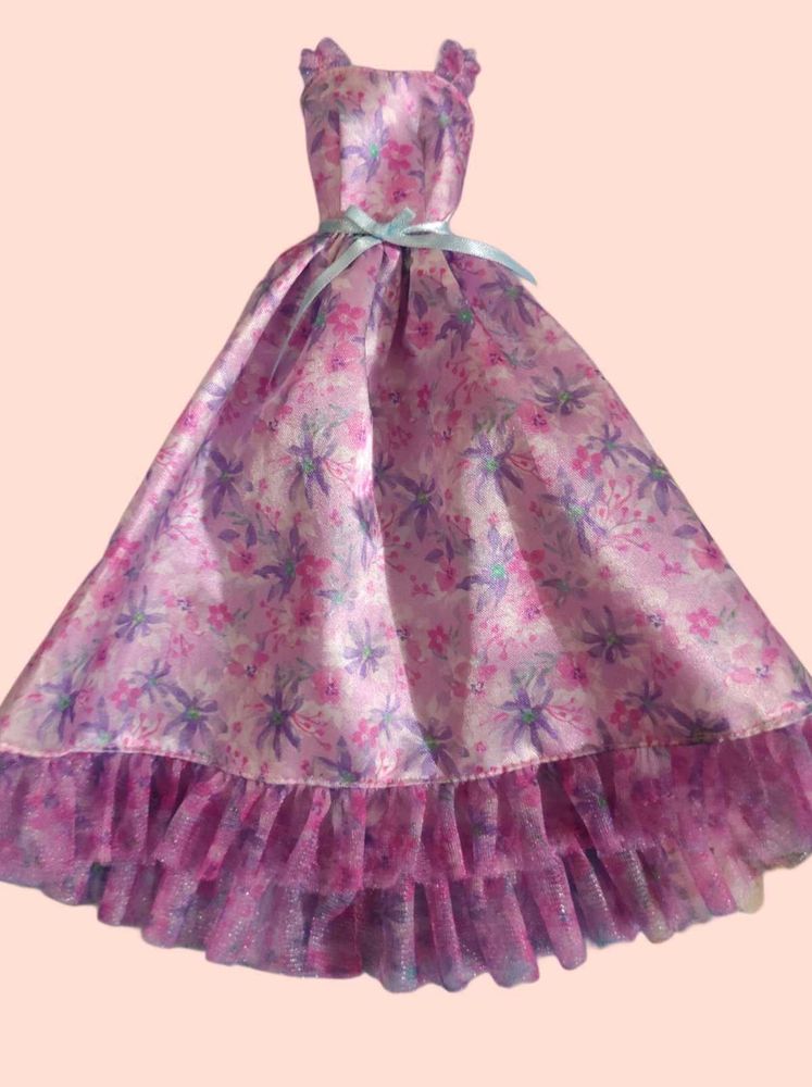 Floral Dress with Ruffle Hem For Barbie Doll