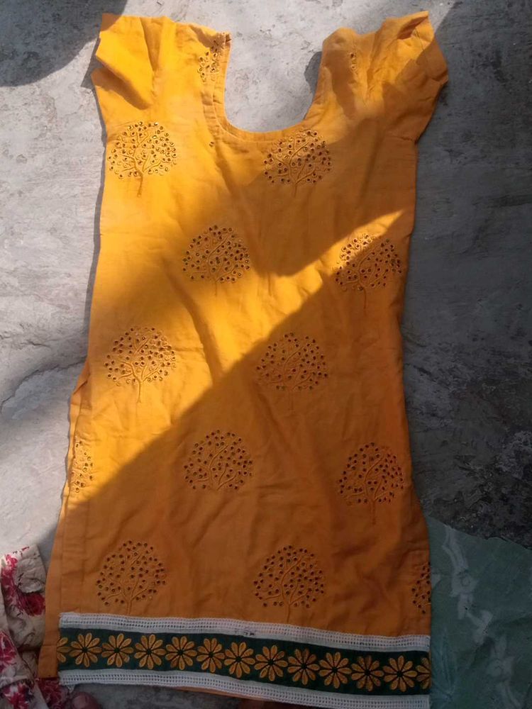 Yellow Printed Kurta