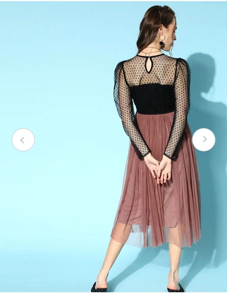 Athena Light Pink And Black Color Blocked Dress XL