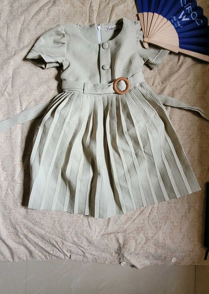 Light Olive Green Frock For Baby Girl