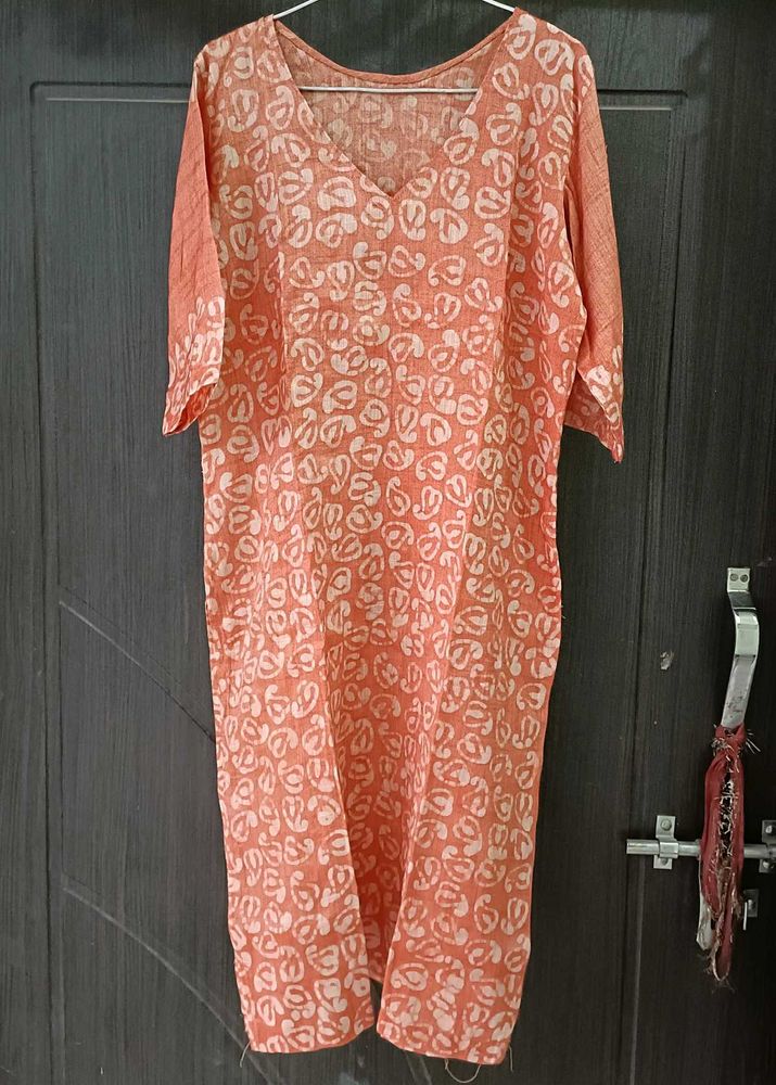 Peach Bhagalpuri Kurta