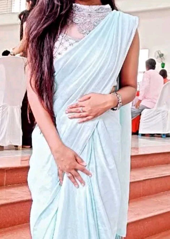 Elegant light blue Saree