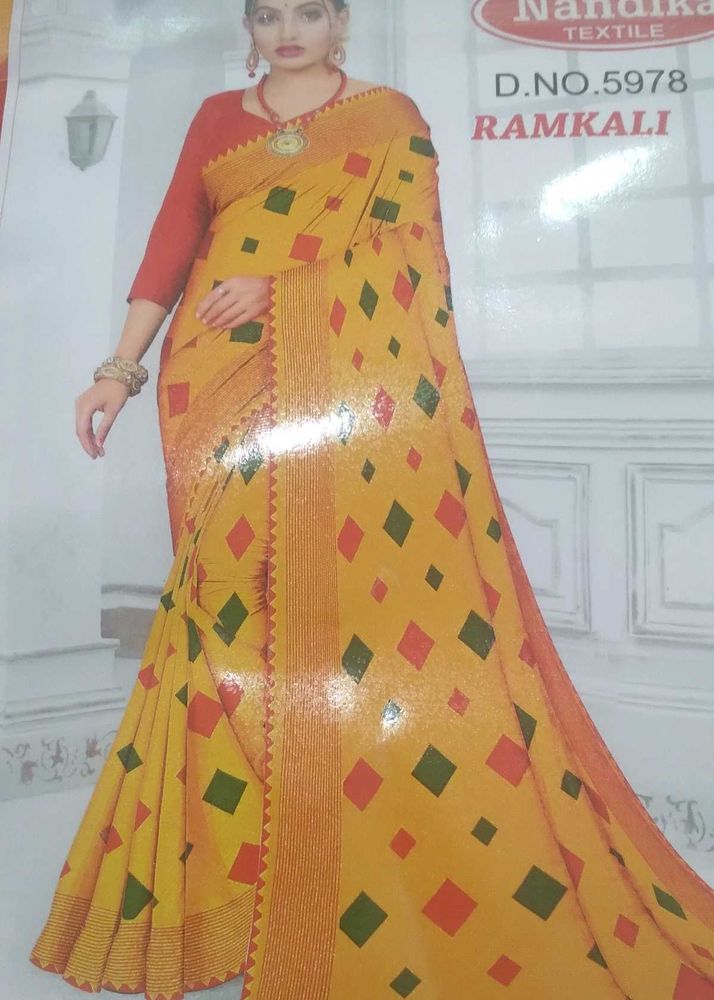 New Soft Chiffon Saree Haldi Function Special