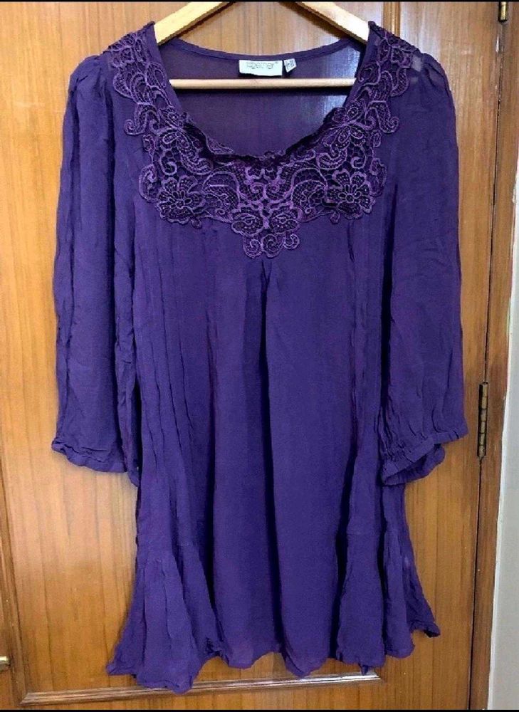 Purple Embroidered Tunic Top