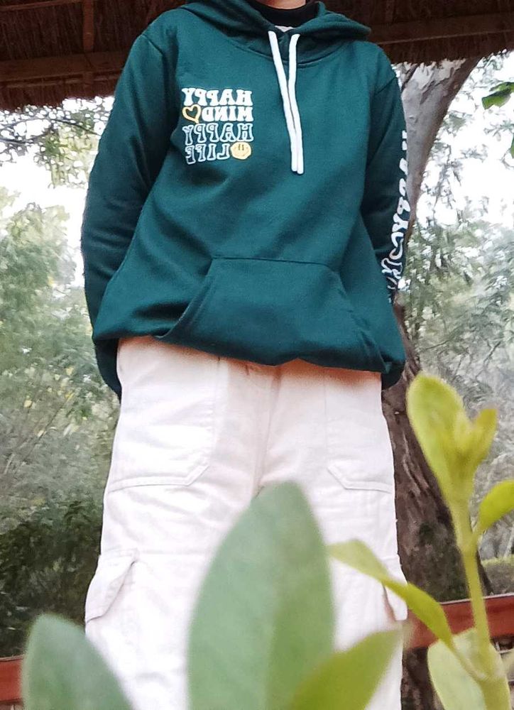 Green &#39;Happy Mind&#39; Hoodie