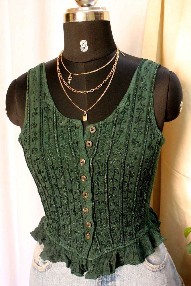 Embroidered Button Down Top