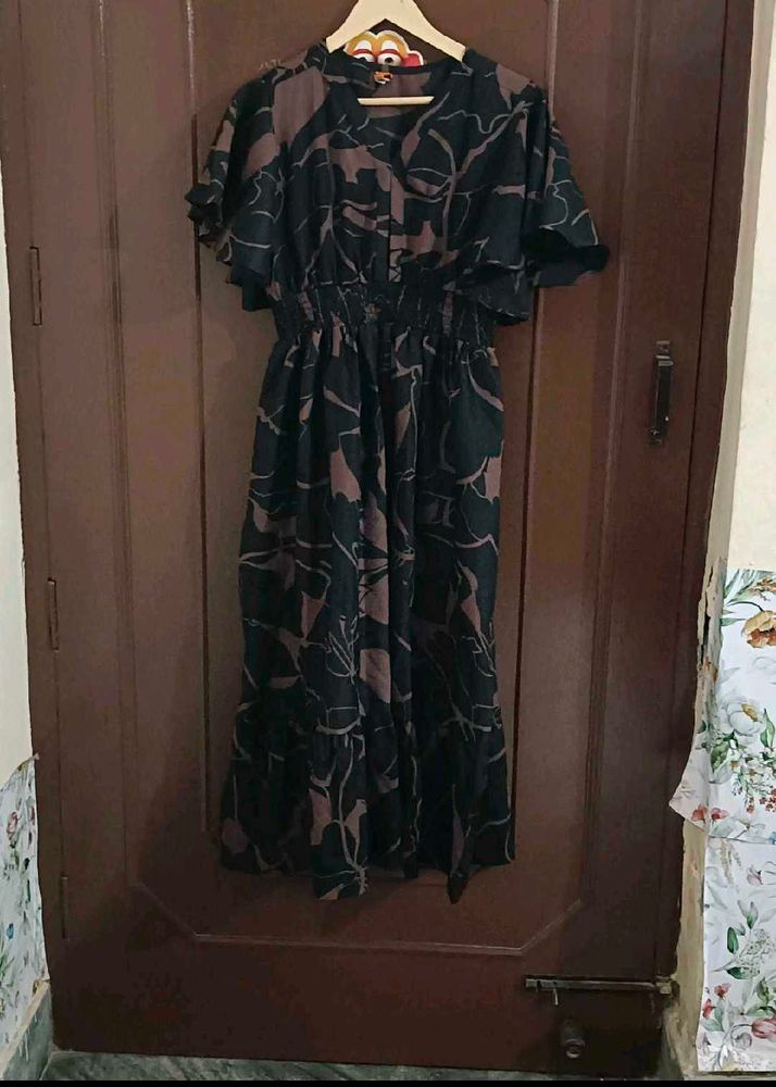 Black And Purple Frilled Dress