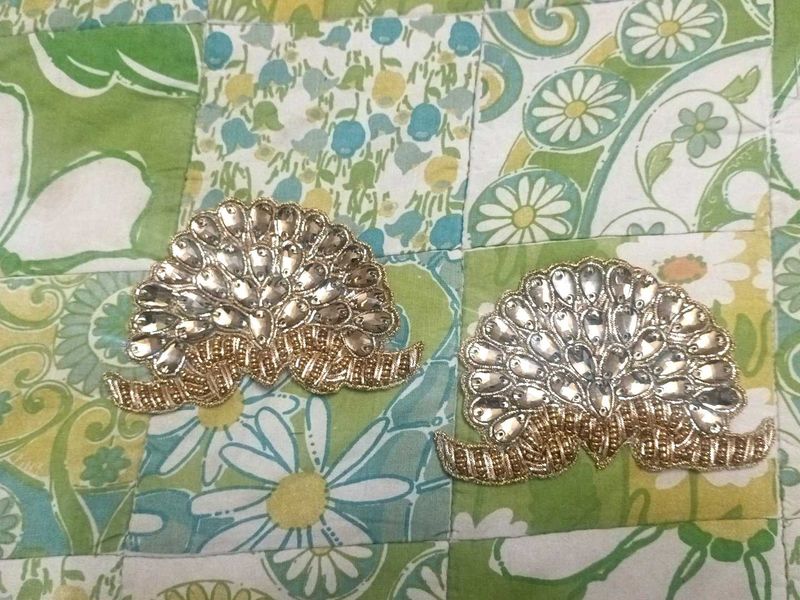 2 Embroiderd Patches For Saree Blouse Arm.