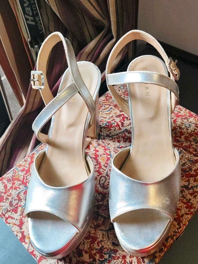 Silver Block Heels