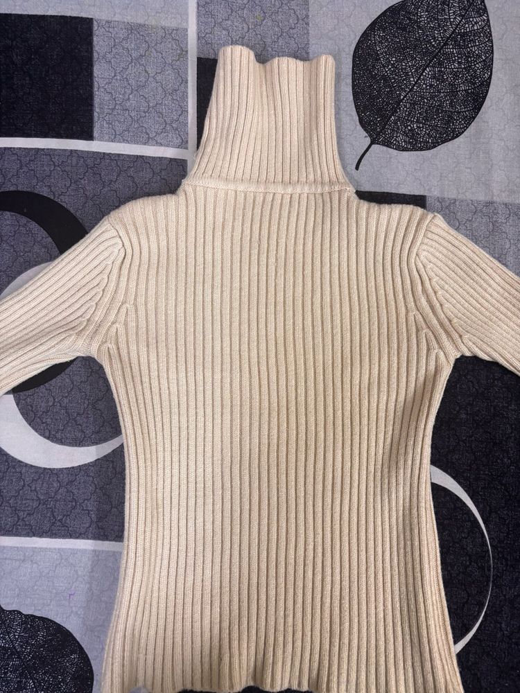Cream Turtleneck Sweater