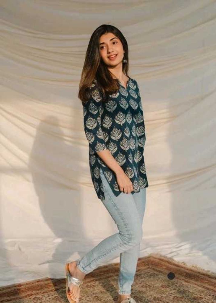 Casual Regular Sleeves Printed Short Kurti