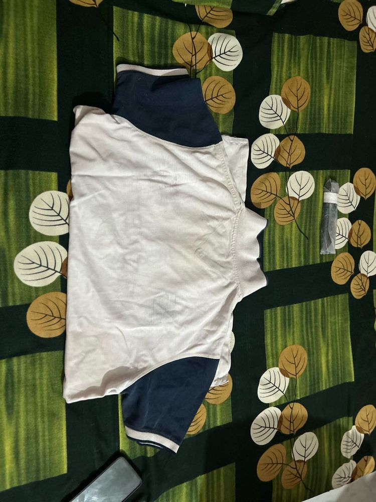 White and Navy Athletic TShirt