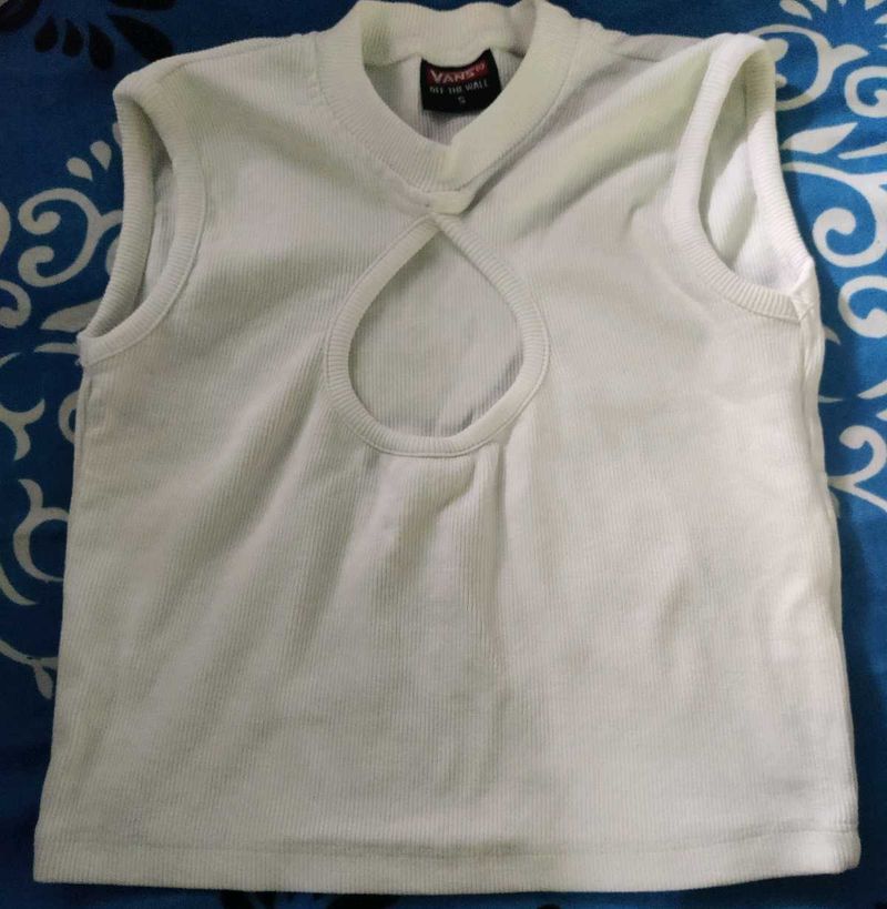 White Cutout Tank Top