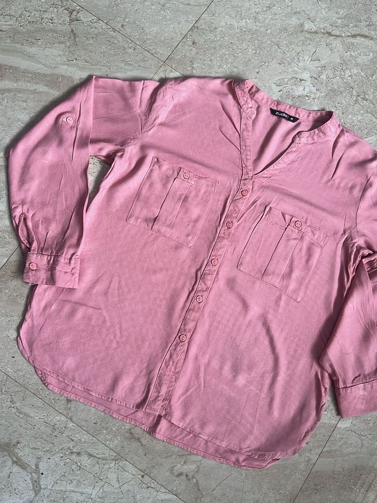 Pink Button-Down Long Sleeve Shirt