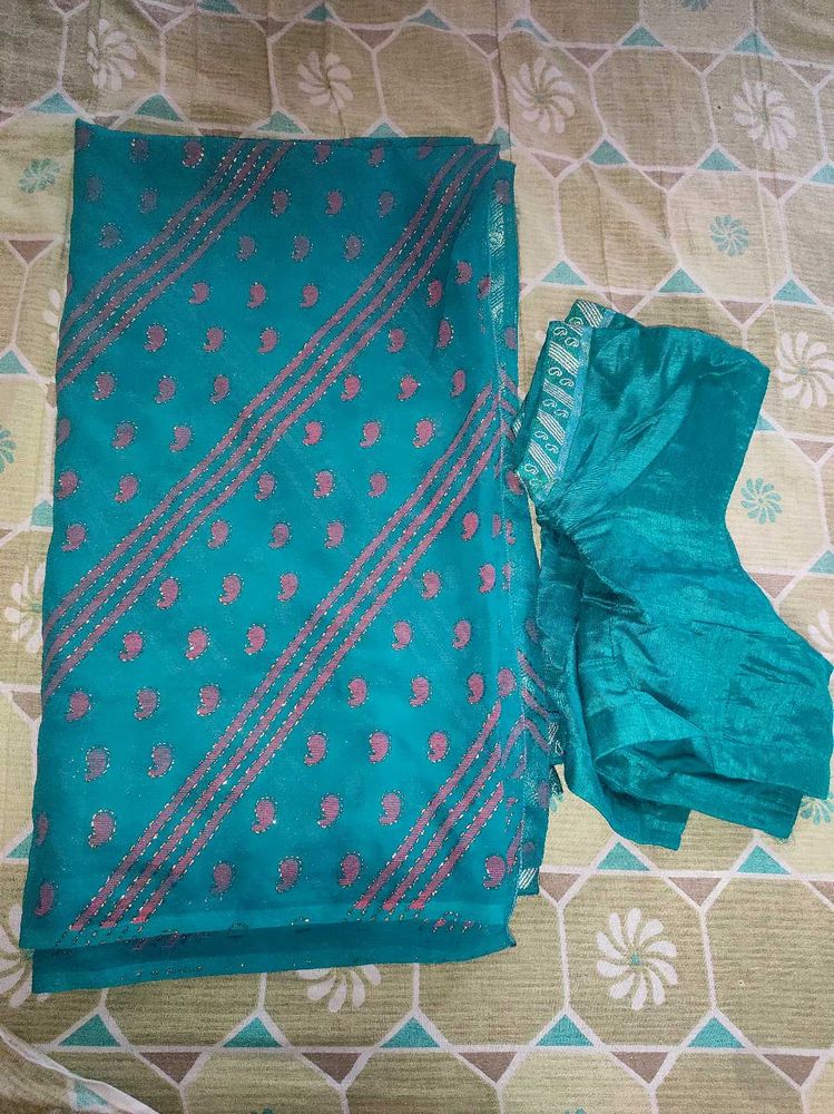 New Chiffon Blue Saree