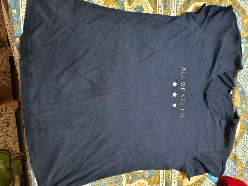 Blue Hosiery T Shirt In L Size For Women