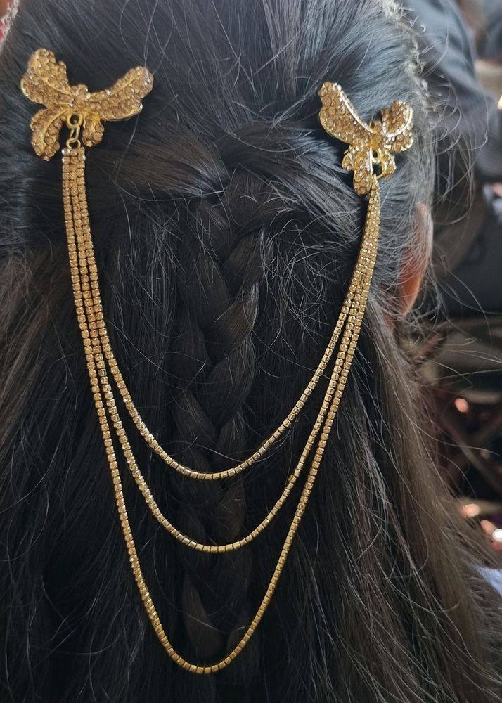 Gold Hair Jewelry with Rhinestone