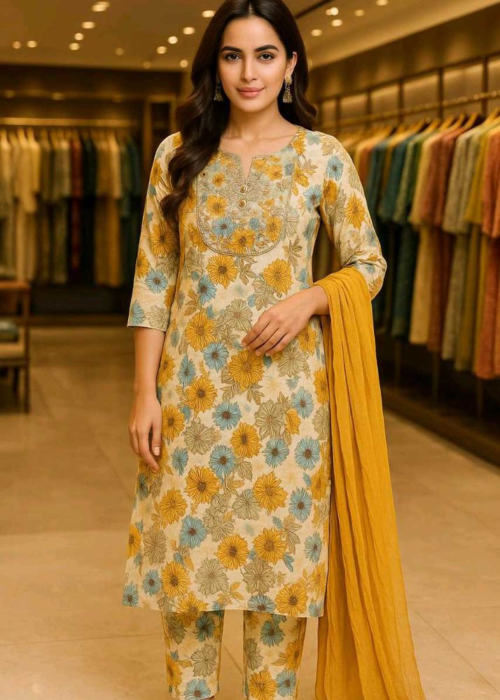 Rayon Kurta Set With Cotton Rupatta
